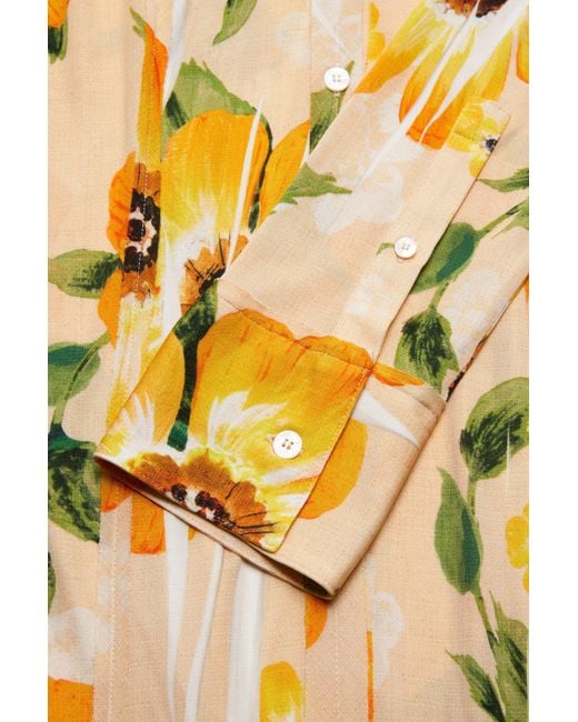 Acne Metallic Floral-Print Midi Dress