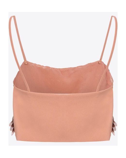 Pinko Brown Sequin Mirror Embellished Cropped Top