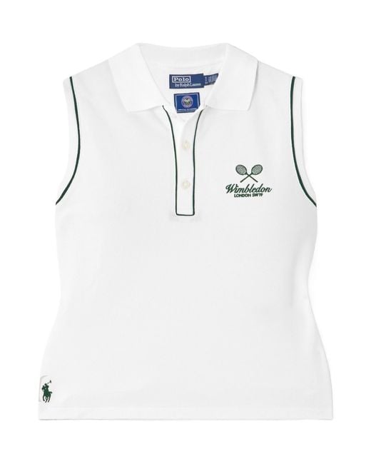 Polo Ralph Lauren White X Wimbledon Logo-Embroidered Polo Top