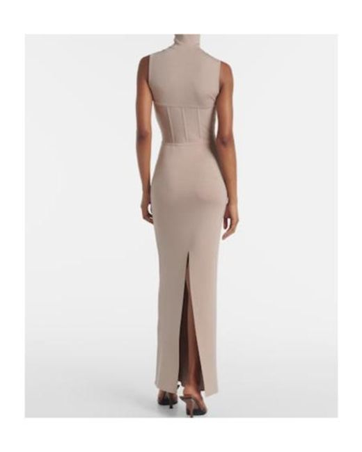 Nensi Dojaka White Gwyneth Knitted Corset Maxi Dress