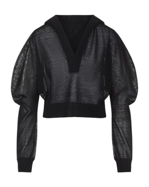 Alaïa Black V-Neck Long-Sleeve Top