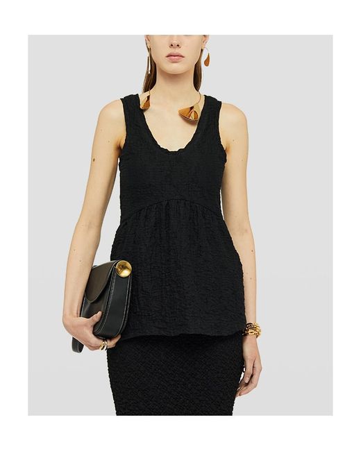 Jil Sander Black Sleeveless U-Neck Top