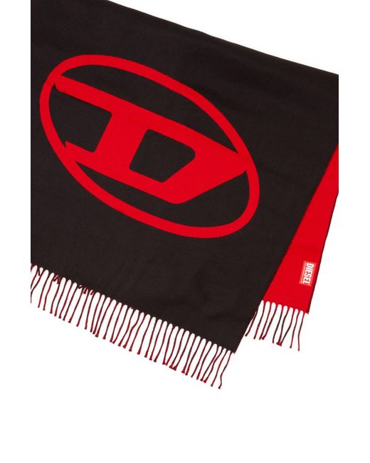 DIESEL Black Fringed Scarf for men