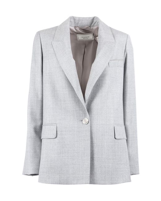 Peserico Gray Single-Button Casual Jacket