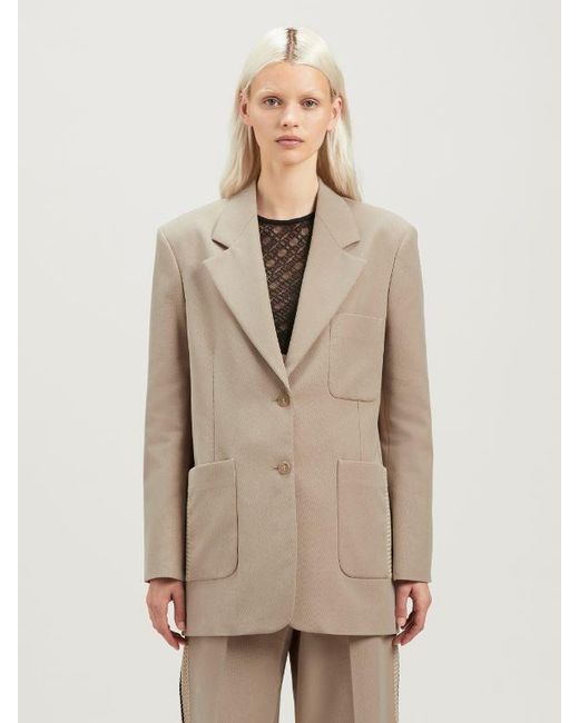 Palm Angels Natural Knit Tape Cotton Blazer