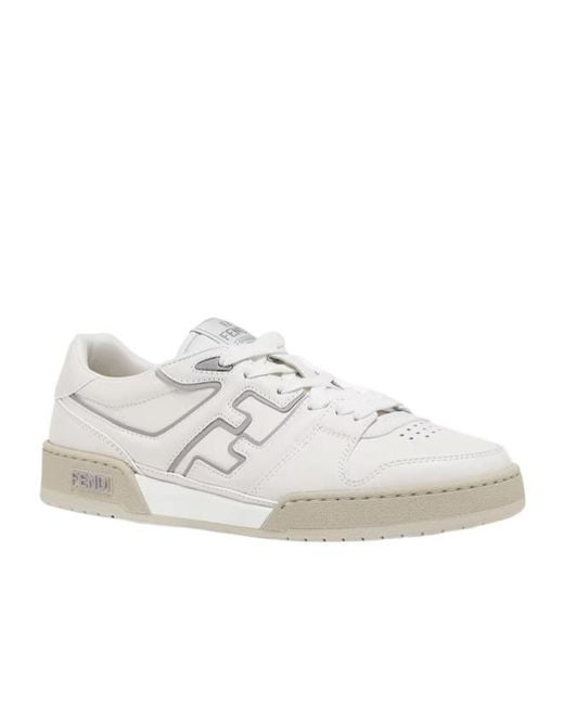 Fendi White Match Panelled Low-Top Sneakers for men