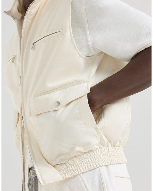 Brunello Cucinelli White Bonded Padded Gilet for men