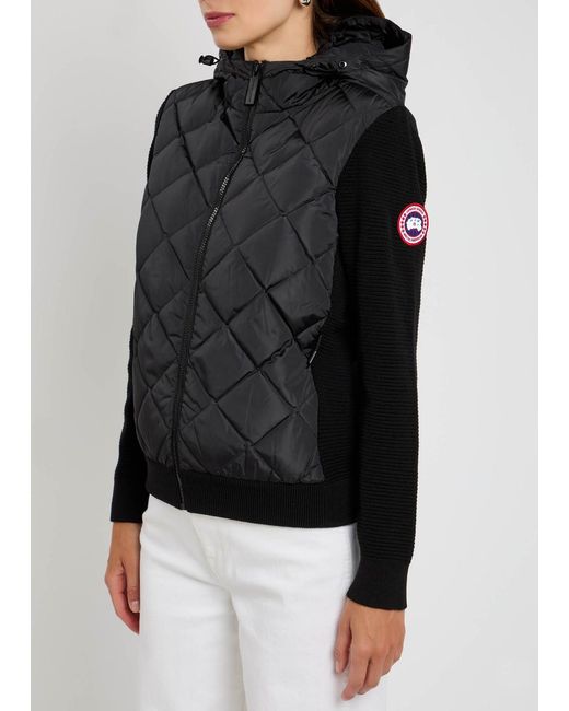 Canada Goose Black Hybridge Quilted Shell And Wool Jacket