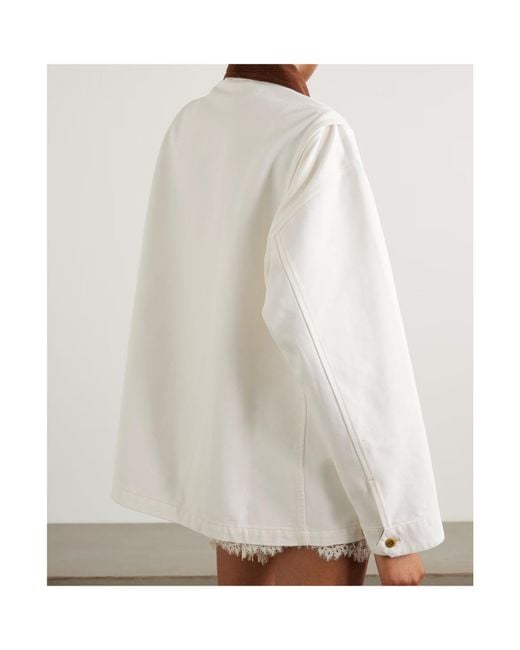 Doen White Pascual Corduroy-Trimmed Cotton Jacket