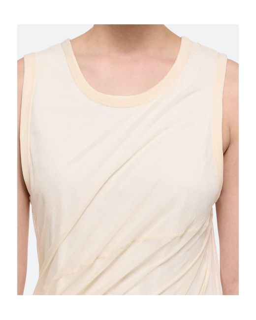 Helmut Lang White Bubble Sheer-Overlay Dress