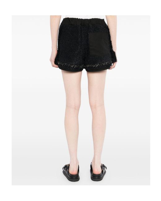 Sacai Black Drawstring Elastic Waist Shorts