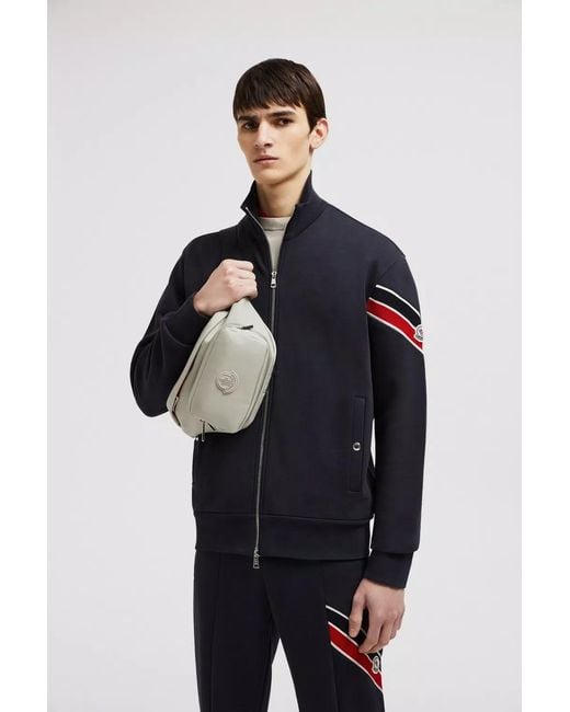 Moncler Blue Logo Patch Zip-Up Sweatshirt for men