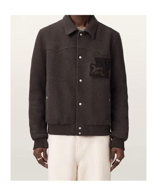 AllSaints Black Royce Wadded Patch Jacket for men