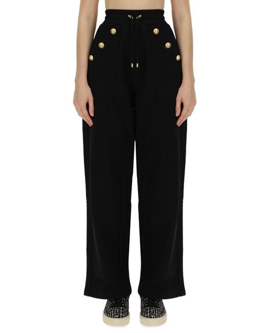 Balmain Black Loose-Fitting Buttoned Joggers