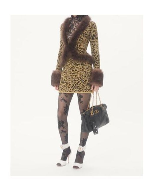 Valentino Metallic Leopard-Print Lurex Miniskirt
