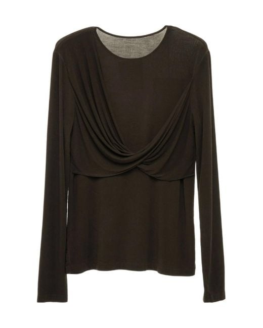 Uma Wang Black Jersey Top With Twisted Detail