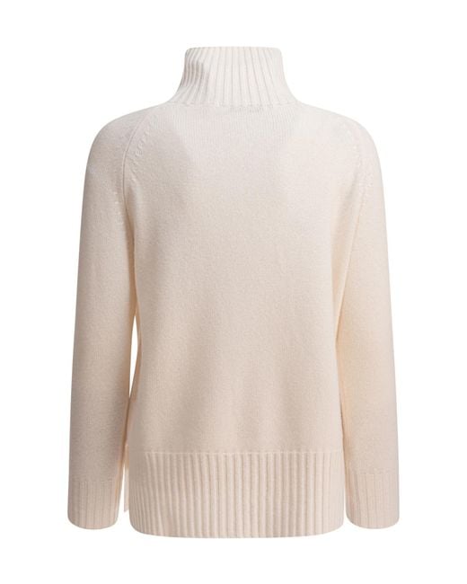 Kangra Cashmere White High-Neck Cashmere Sweater