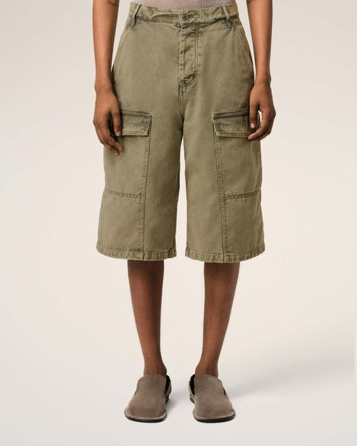 AMI Green Ami Wide Leg Cargo Bermuda Shorts for men
