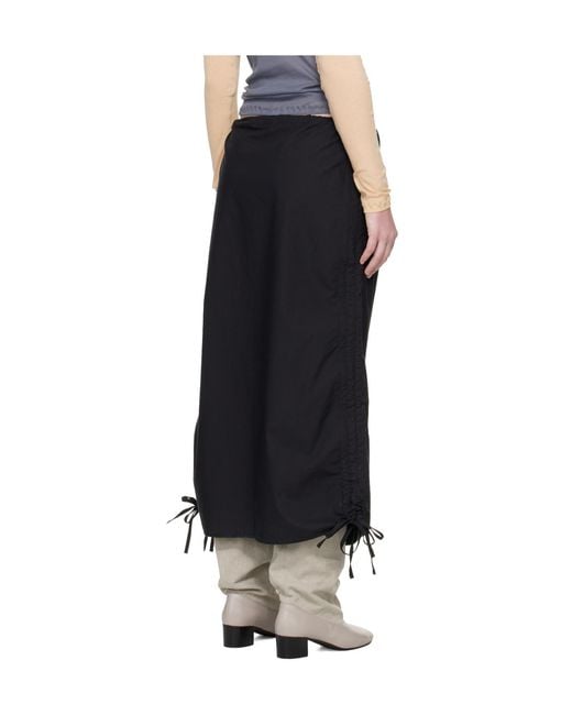 Baserange Black Drawstring Midi Skirt