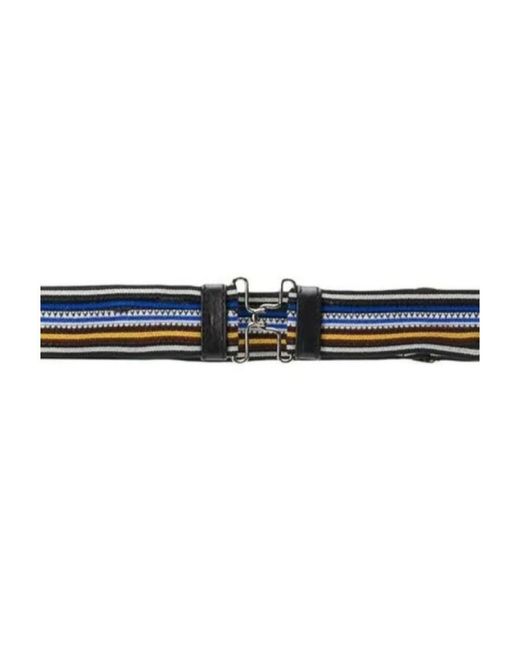 Prada White Striped Buckle Belt