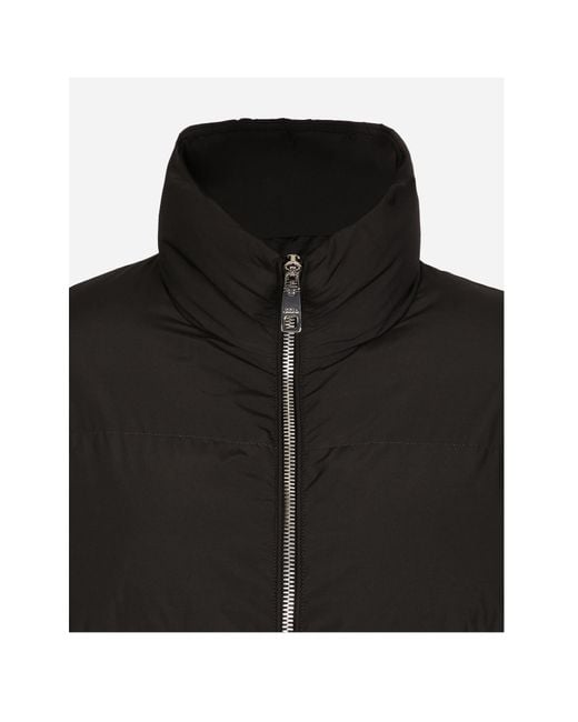 Dolce & Gabbana Black Short Nylon Down Jacket With Branded Tag