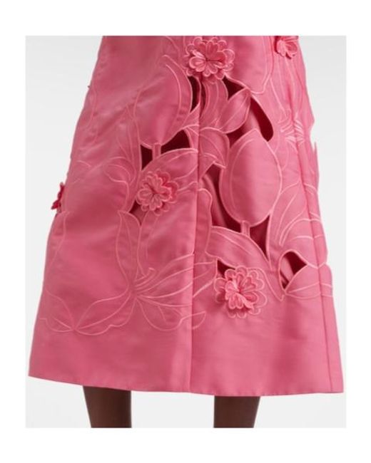Leo Pink Caroline Laser-Cut Midi Dress