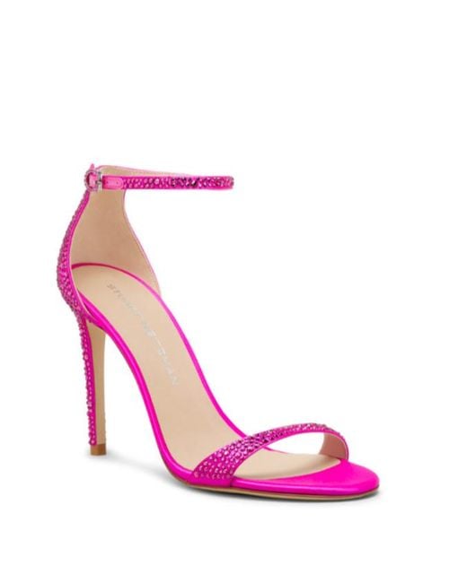 Stuart Weitzman Pink Round-Headed High-Heeled Sandals