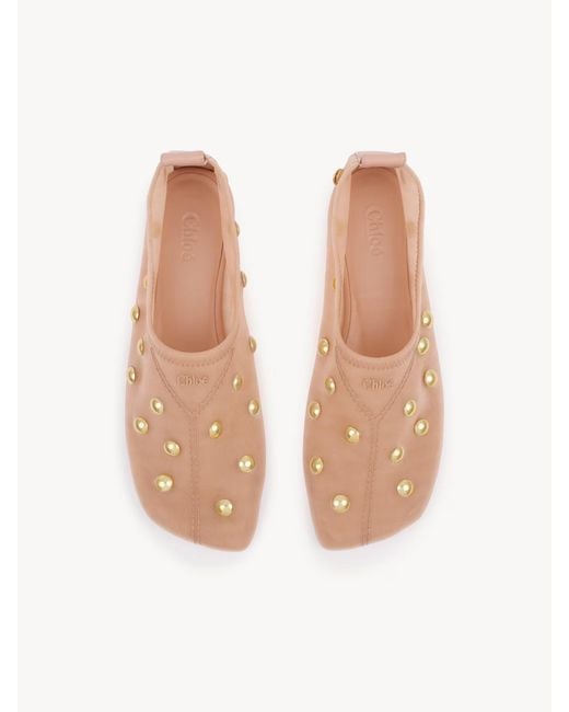 Chloé Pink Chloé Rita Studded Slip-On Flats