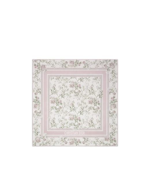 Dior White Rosier De 90 Square Scarf