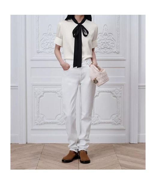 Dior White Amour Tie-Collar Shirt