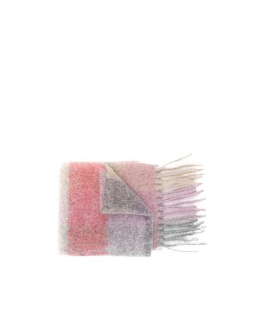 Acne Pink Logo Patch Checked Scarf for men
