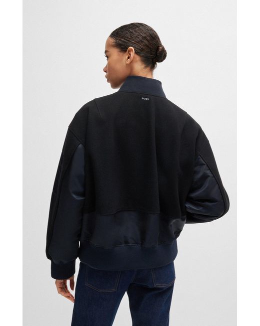 Boss Blue Panelled Bomber Jacket