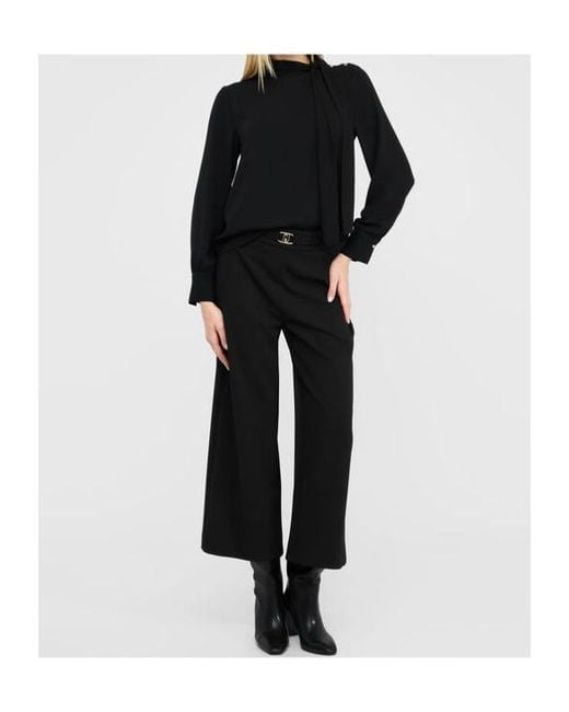 Liu Jo Black High-Neck Button-Detail Blouse