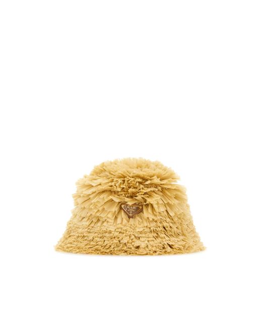 Prada Metallic Triangle-Logo Bucket Hat