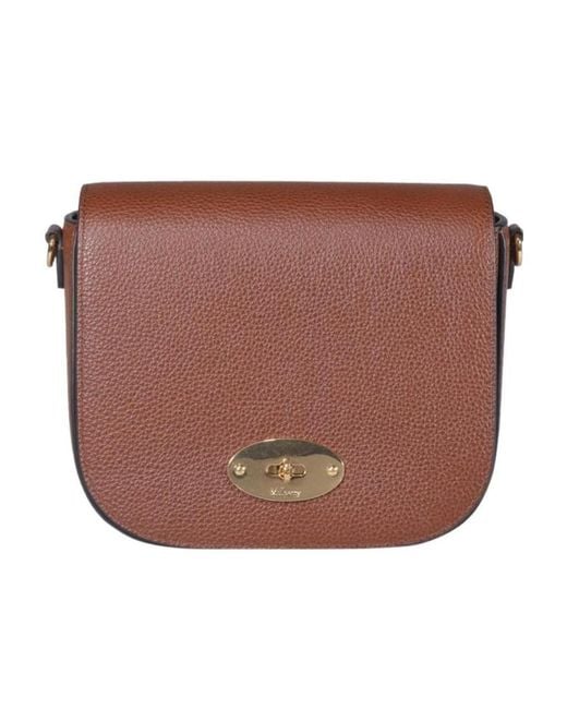 Mulberry Brown Logo Plaque Foldover Small Crossbody Bag