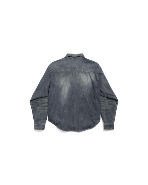 Balenciaga Gray Long-Sleeved Denim Overshirt for men