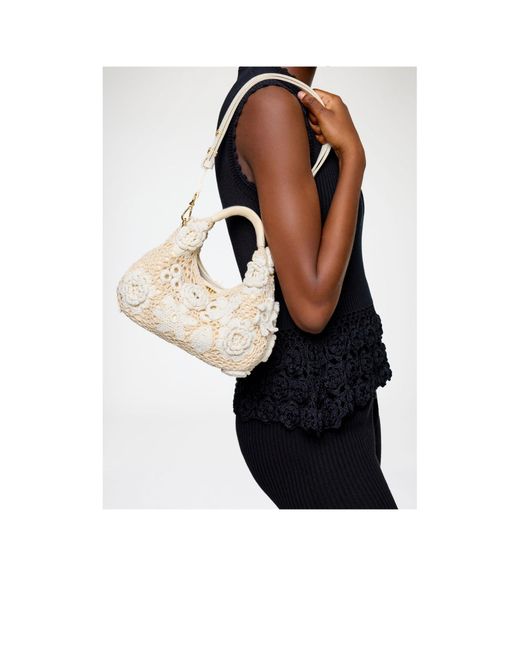 Ganni Natural Mini Hobo Crochet Handbag