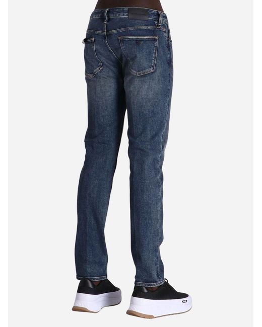 Emporio Armani Blue Washed Slim-Cut Jeans for men