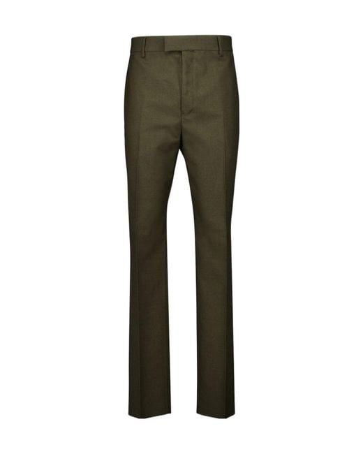 Ferragamo Green Ferragamo Flat Front Trousers for men