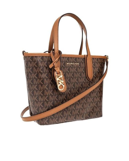 MICHAEL Michael Kors Brown Small Logo-Print Canvas Tote Bag