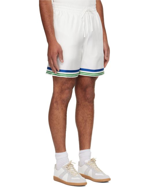 Casablanca White Tennis Club Icon Twill Shorts for men