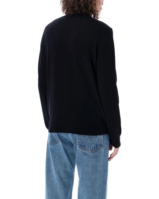 COMME DES GARÇONS PLAY Black V-Neck Long-Sleeved Sweater for men