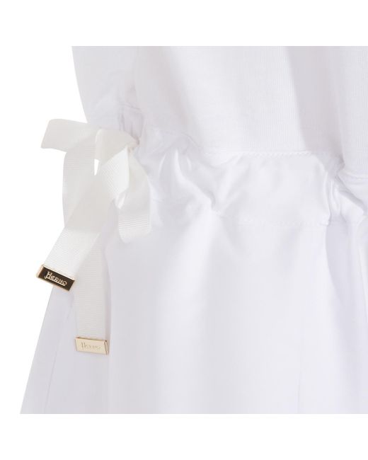 Herno White Drawstring Waist Midi Dress