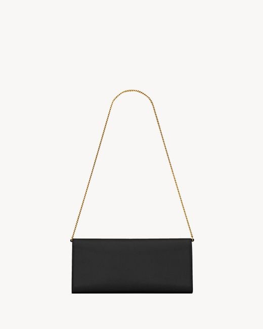 Saint Laurent White Kate Foldover Top Clutch Bag