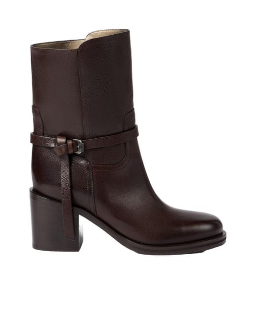 Brunello Cucinelli Brown Monili Embellished Ankle Boots