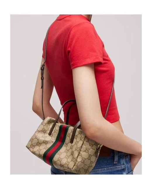 Gucci Brown Web Detailed Mini Boston Bag
