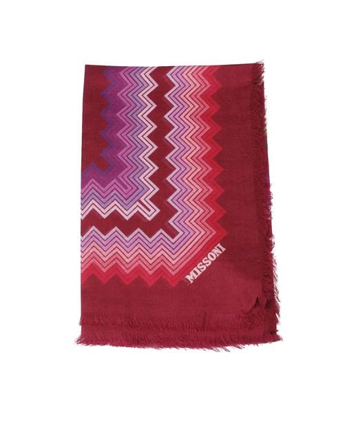 Missoni Red Printed Silk Scarf