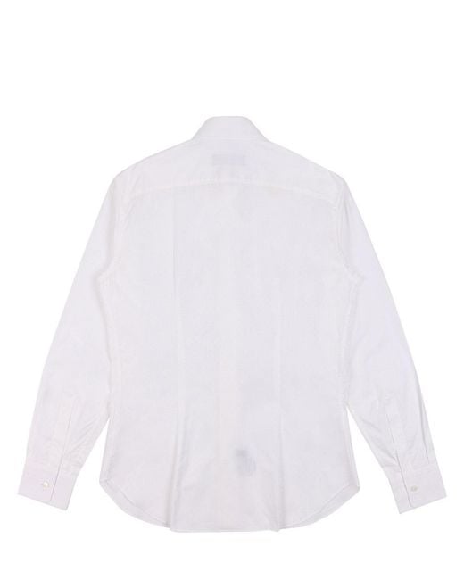 Ferragamo White Button Lapel Shirt for men
