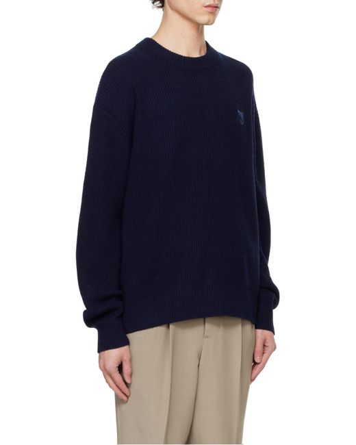 Maison Kitsuné Blue Maison Kitsuné Fox Patch Knitted Jumper for men