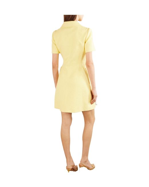Oscar de la Renta Yellow Double-Breasted Cotton-Blend Tweed Mini Dress